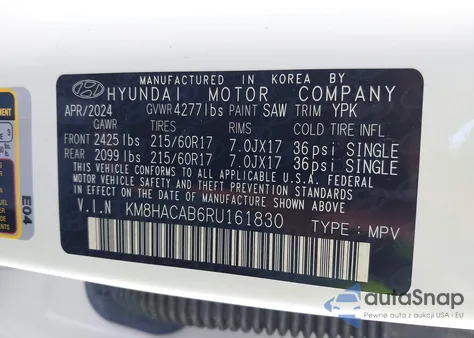 2024 Hyundai Kona Se from USA, damaged, VIN KM8HACAB6RU161830
